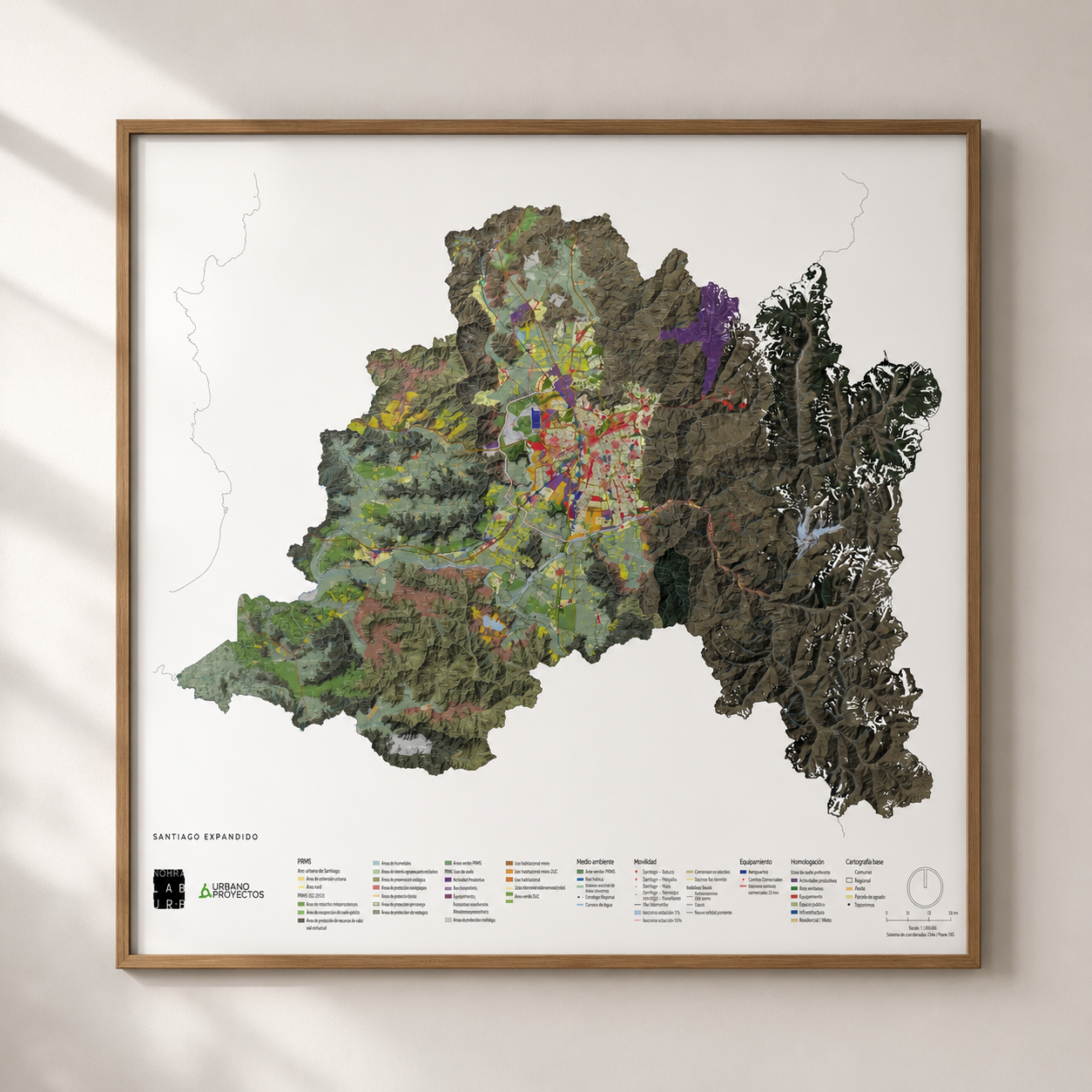 Plano regional Santiago Expandido — relieve y homologación normativa